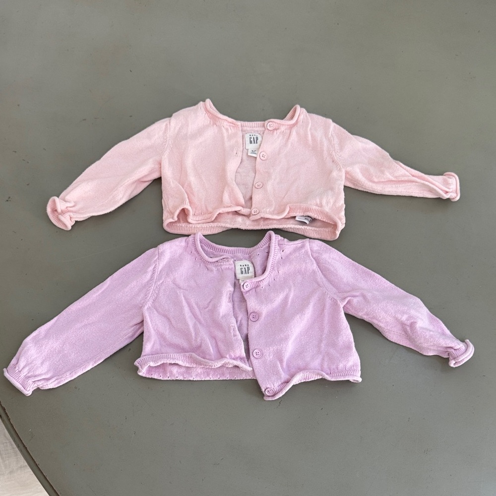 GAP Baby Cardigans in Soft Pink and Light Purple